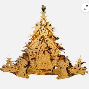 Rare Danbury Mint 1985 Nativity Ornament 23k Gold Plated Christmas Tree Decor